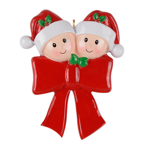 Customize Holiday Gift Christmas Ornament Bow Family 2