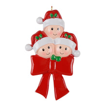 Load image into Gallery viewer, Personalized Christmas Ornament Gift Bow Family 3
