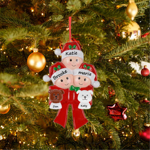 Personalized Christmas Ornament Gift Bow Family 3