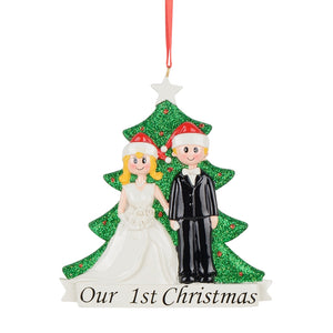 Personalized Christmas Ornament Wedding Couple Blonde Hair