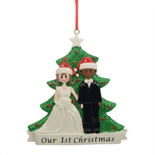 Load image into Gallery viewer, Personalized Christmas Wedding Couple Ornament White Bride and Ethnic Groom

