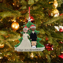 Load image into Gallery viewer, Personalized Christmas Wedding Couple Ornament White Bride and Ethnic Groom
