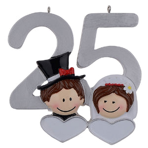 Personalized Christmas Gift Couple Silver and Golden Anniversary Ornament 25th/50th