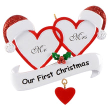 Load image into Gallery viewer, Personalized Couple Ornament Mr &amp; Mrs 1st Christma
