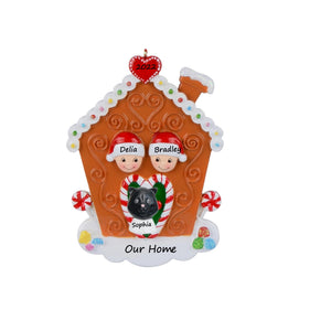 Personalized Christmas Ornament Gingerbread House Family 2