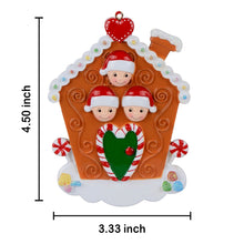 Load image into Gallery viewer, Personalized Christmas Ornament Gingerbread House Family 3
