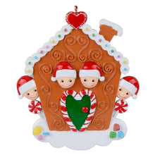 Load image into Gallery viewer, Personalized Christmas Ornament Gingerbread House Family 4
