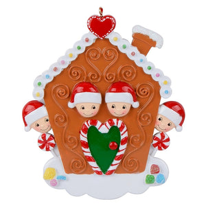 Personalized Gift Christmas Ornament Gingerbread House Family 4