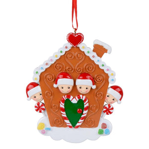 Personalized Gift Christmas Ornament Gingerbread House Family 4
