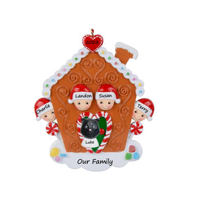 Personalized Christmas Ornament Gingerbread House Family 4