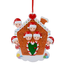 Load image into Gallery viewer, Personalized Christmas Ornament Gingerbread House Family 6

