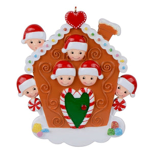 Personalized Christmas Ornament Gingerbread House Family 6