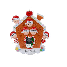 Load image into Gallery viewer, Personalized Ornament Christmas Tree Decoration Gingerbread House Family 6
