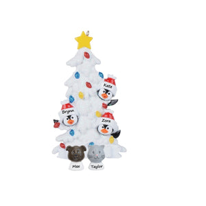 Personalized Christmas Gift for Family Christmas Ornament Penguin Family 3 White