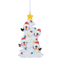 Load image into Gallery viewer, Personalized Christmas Ornament Penguin Family 4 White
