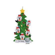 Load image into Gallery viewer, Christmas Gift Personalized Ornament Penguin Green Tree Family 5
