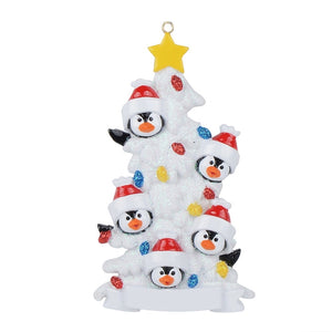 Customize Gift Christmas Ornament Penguin Family 5 White