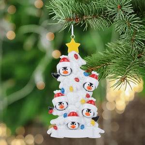 Customize Gift Christmas Ornament Penguin Family 5 White