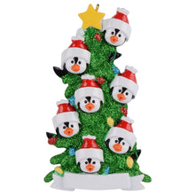 Load image into Gallery viewer, Personalized Christmas Ornament Penguin Family 7 Green
