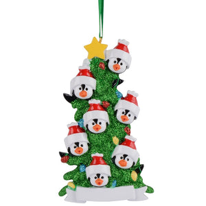 Personalized Gift Christmas Ornament Penguin Family 7 Green