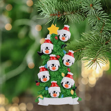 Load image into Gallery viewer, Personalized Christmas Ornament Penguin Family 7 Green
