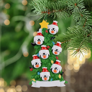 Personalized Gift Christmas Ornament Penguin Family 7 Green
