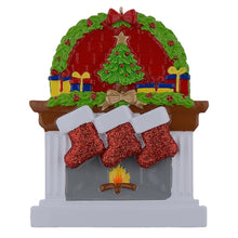 Load image into Gallery viewer, Personalized Christmas Ornament Fireplace stockings Family 3
