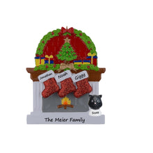 Load image into Gallery viewer, Personalized Christmas Ornament Fireplace stockings Family 3
