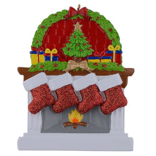 Load image into Gallery viewer, Personalized Christmas Ornament Fireplace stockings Family 4
