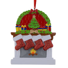 Load image into Gallery viewer, Personalized Christmas Ornament Fireplace stockings Family 4

