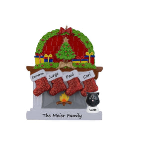 Personalized Christmas Ornament Fireplace stockings Family 4