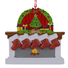 Load image into Gallery viewer, Personalized Christmas Ornament Fireplace stockings Family 5
