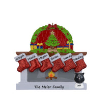 Load image into Gallery viewer, Personalized Christmas Ornament Fireplace stockings Family 6
