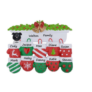 Christmas Personalize Ornament Mantel Gloves Family 10