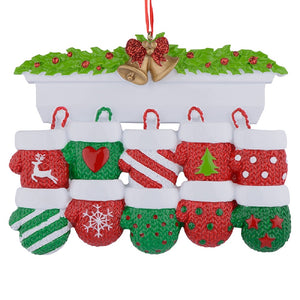 Christmas Personalize Ornament Mantel Gloves Family 10