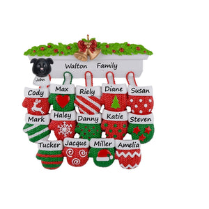 Personalized Christmas Ornament Mantel Gloves Family 14