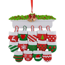 Load image into Gallery viewer, Personalized Christmas Ornament Mantel Gloves Family 14
