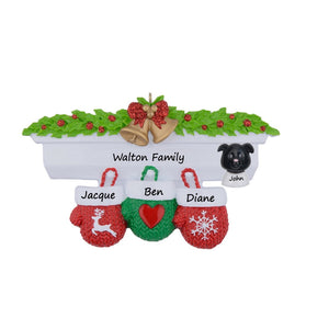 Personalized Christmas Ornament Mantel Gloves Family 3