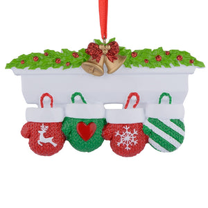 Personalized Christmas Ornament Mantel Gloves Family 4