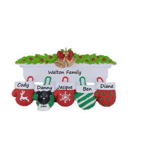 Personalized Christmas Ornament Mantel Gloves Family 5