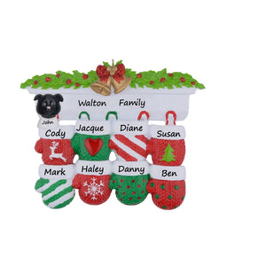 Personalized Christmas Ornament Mantel Gloves Family 8