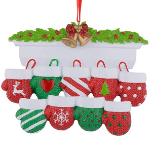 Personalized Christmas Ornament Mantel Gloves Family 9