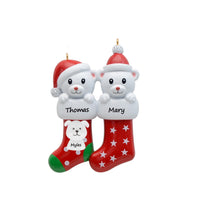 Load image into Gallery viewer, Personalized Christmas Ornament Bear Stocking Family 2
