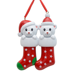 Customize Gift Christmas Family 2 Ornament Bear Stocking