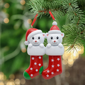 Customize Gift Christmas Family 2 Ornament Bear Stocking