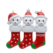 Load image into Gallery viewer, Personalized Christmas Ornament Bear Stocking Family 3
