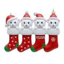 Load image into Gallery viewer, Personalized Christmas Ornament Bear Stocking Family 4
