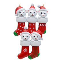 Load image into Gallery viewer, Personalized Christmas Ornament Bear Stocking Family 5
