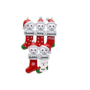 Personalized Christmas Ornament Bear Stocking Family 5