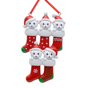 Personalized Christmas Ornament Bear Stocking Family 5